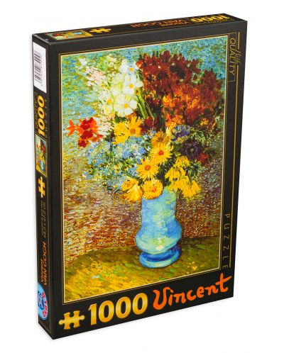 Пъзел D-Toys от 1000 части – Цветя в синя ваза, Винсент ван Гог - 1