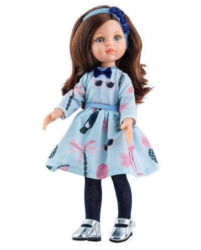 Комплект дрехи за кукла Paola Reina - Светлосиня рокля с дълъг ръкав, 32 cm - 1