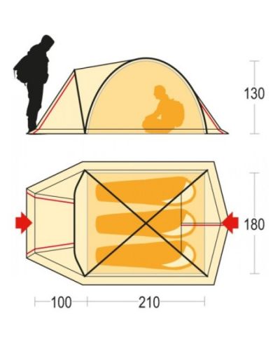 Палатка Ferrino - Tenere, триместна, зелена - 3