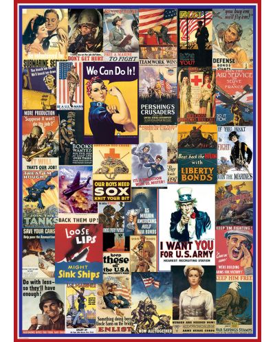 Пъзел Eurographics от 1000 части - Постери от Първата и Втората световна война - 2