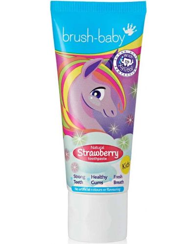 Паста за зъби за деца Brush Baby - Еднорог, Ягода, 3+, 50 ml - 1