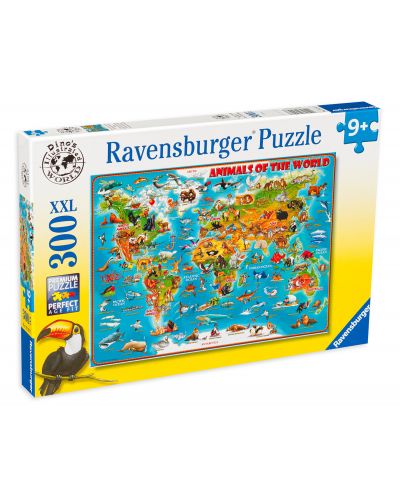 Пъзел Ravensburger от 300 XXL части - Карта на животните по света