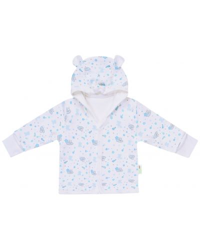 Памучно бебешко палтенце Bio Baby - 80 cm, 9-12 месеца, синьо - 1