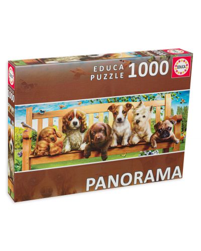 Панорамен пъзел Educa от 1000 части - Кученца - 1