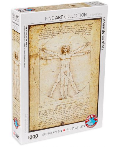 Пъзел Eurographics от 1000 части –  Витрувиански човек, Леонардо да Винчи - 1