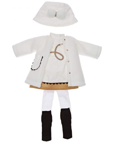 Комплект дрехи за кукла Paola Reina - Бяло палто и бяла шапка, 32 cm - 2