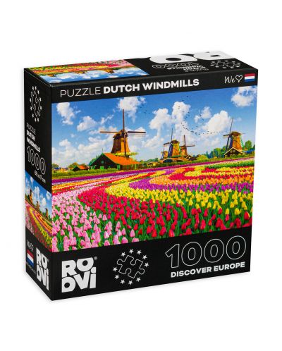 Пъзел Roovi от 1000 части – Вятърни мелници, Холандия - 1
