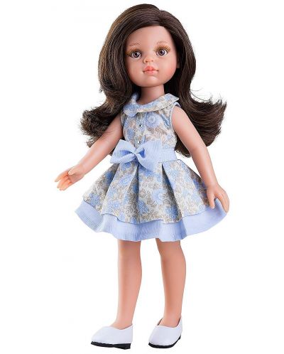 Комплект дрехи за кукла Paola Reina - Синя рокля с панделка, 32 cm - 1