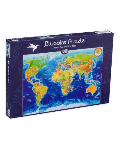 Пъзел Bluebird от 1000 части - Световна гео-политическа карта, Ейдриан Честърман - 1