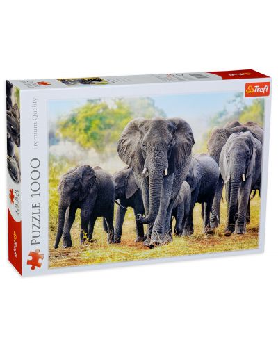 Пъзел Trefl от 1000 части - Африкански слонове - 1