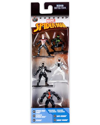 Комплект фигури Nano Metalfigs Spider-Man - 5 броя - 1
