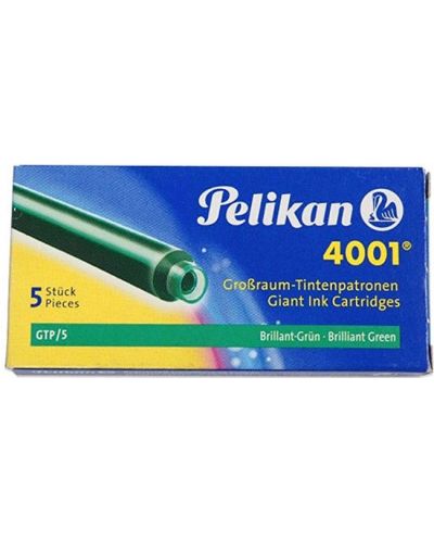 Патрончета Pelikan - дълги, 5 броя, зелени - 1