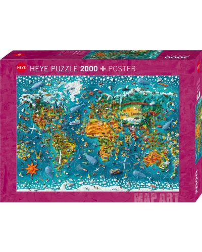 Пъзел Heye от 2000 части - Географска карта - 1