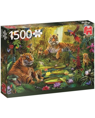 Пъзел Jumbo от 1500 части - Тигри в джунглата - 1