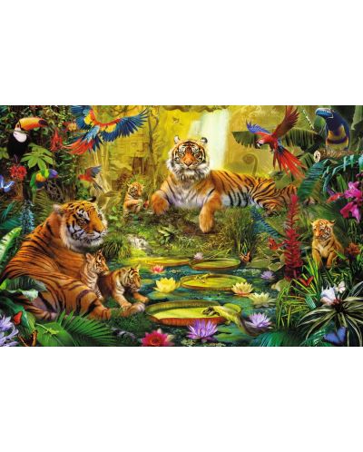 Пъзел Jumbo от 1500 части - Тигри в джунглата - 2