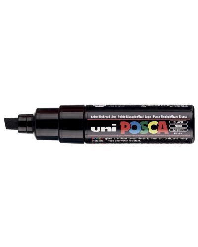 Перманентен маркер със скосен връх Uni Posca - PC-8K, 8 mm, черен