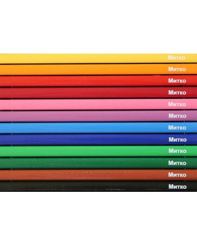 Персонализирани цветни моливи Jolly Superstick Delta - метална кутия, 12 цвята, Митко - 2