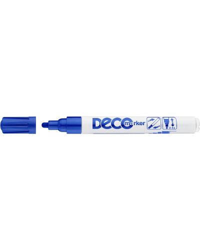Перманентен маркер Ico Deco - объл връх, син - 1