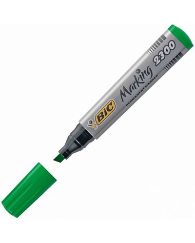 Перманентен маркер Bic - 2300 скосен връх, зелен - 2