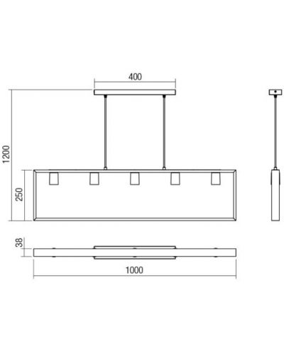 Пендел Smarter - Timber 01-1666, IP20, E27, 5 x 42 W, черен мат и бук - 2