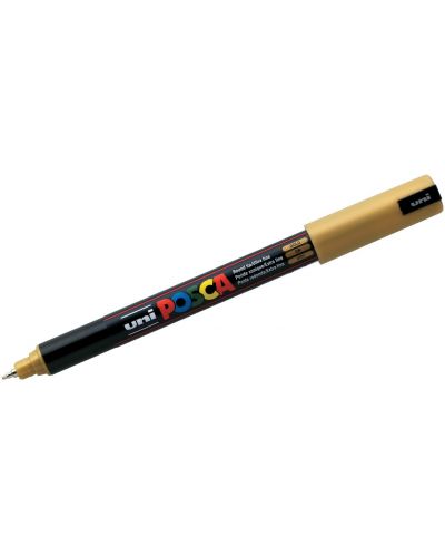 Перманентен, ултра фин маркер Uni Posca - PC-1MR, 0.7 mm, златист - 1