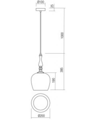 Пендел Smarter - Toll 01-2740, IP 20, E27, 1 x 42 W, античен бронз - 2