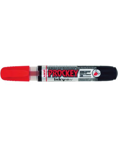 Перманентен маркер Uni Prockey - PM-225F, на водна основа, 1.4-2.0 mm и 3.7 mm, червен - 1