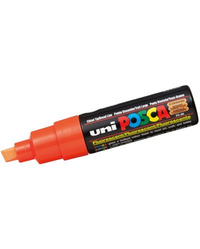 Перманентен маркер със скосен връх Uni Posca - PC-8K, 8 mm, флуоресцентно оранжев - 1
