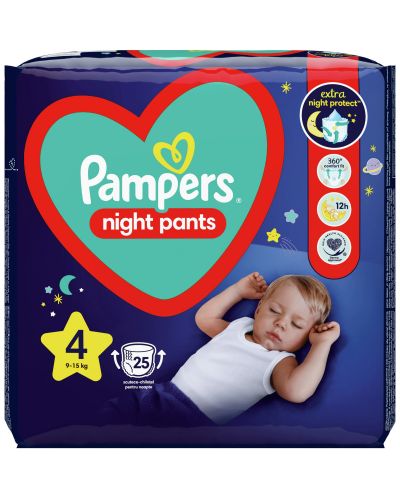 Пелени гащи Pampers - Night 4, 25 броя - 1