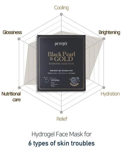 Petitfee & Koelf Хидрогелна маска Black Pearl & Gold, 32 g - 4