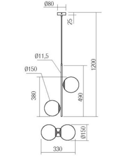 Пендел Smarter - Niva 01-2625, IP20, 240V, E14, 2x28W, златист мат - 2