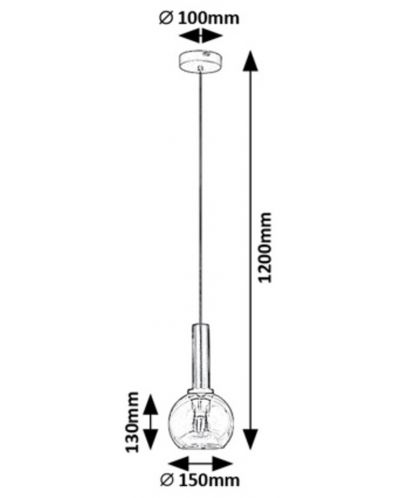 Пендел Rabalux - Centio 72171, IP20, 230V, E27, 1 x 40W, черен - 5