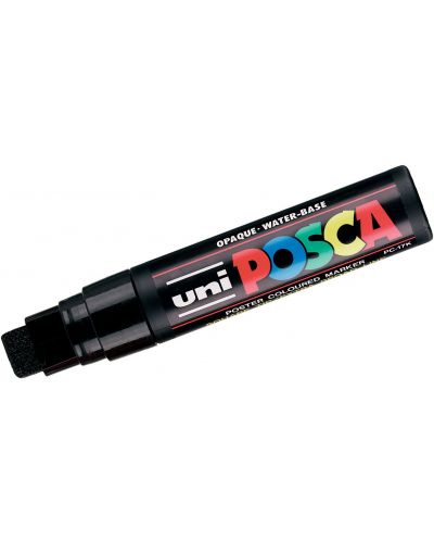 Перманентен маркер със скосен връх Uni Posca - PC-17K, 15 mm, черен - 1