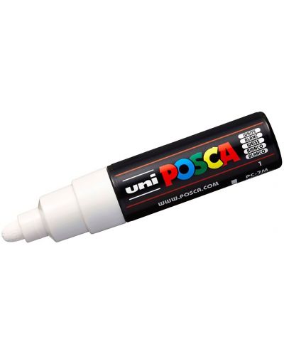 Перманентен маркер със объл връх Uni Posca - PC-7M, 5.5 mm, бял - 1