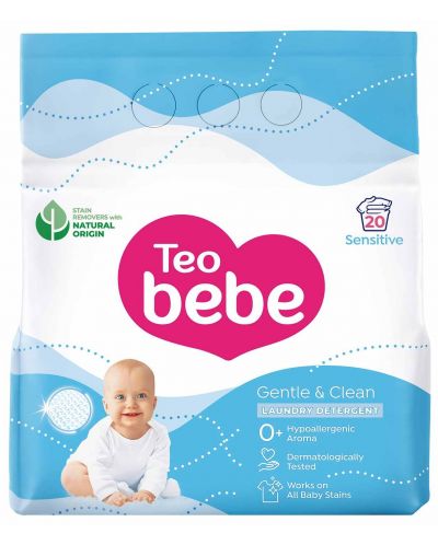 Перилен препарат на прах Teo Bebe - Sensitive, 20 изпирания, 1.5 kg - 1