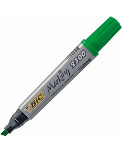 Перманентен маркер Bic - 2300 скосен връх, зелен - 3