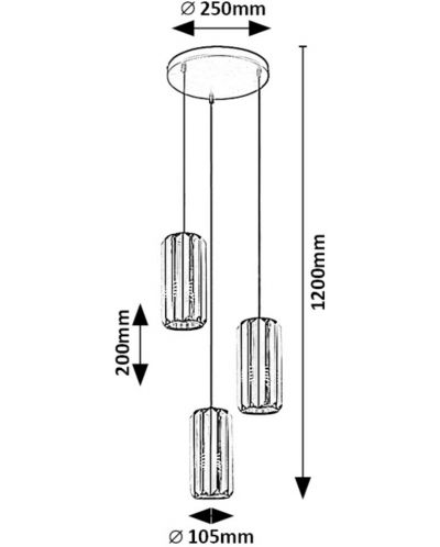 Пендел Rabalux - Veness 72255, IP20, IP20, E27, 3x40W, черен мат - 6