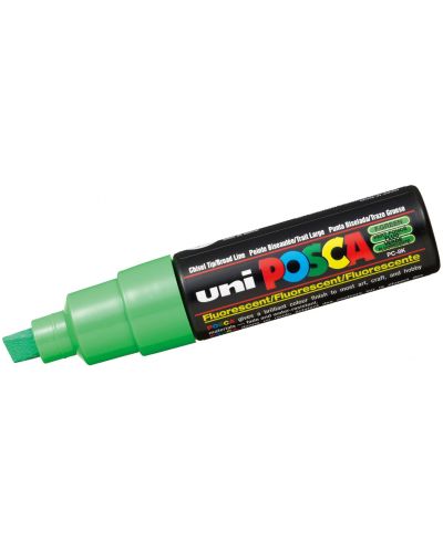 Перманентен маркер със скосен връх Uni Posca - PC-8K, 8 mm, флуоресцентно зелен - 1