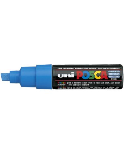 Перманентен маркер със скосен връх Uni Posca - PC-8K, 8 mm, светлосин - 1