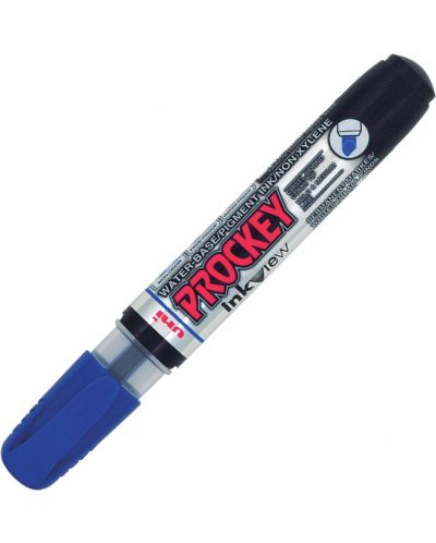 Перманентен маркер Uni Prockey - PM-225F, на водна основа, 1.4-2.0 mm и 3.7 mm, син - 1