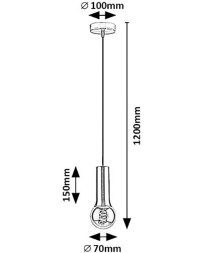 Пендел Rabalux - Zuriel 72015, IP20, E27, 1 x 40 W, атенен-хром - 5