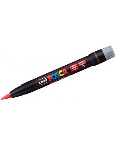 Перманентен маркер четка Uni Posca - PCF-350, червен - 1