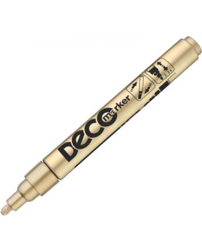 Перманентен маркер Ico Deco - объл връх, златист - 1