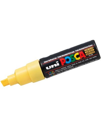 Перманентен маркер със скосен връх Uni Posca - PC-8K, 8 mm, сламено жълт - 1