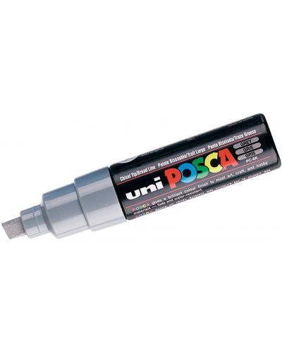 Перманентен маркер със скосен връх UNI POSCA, сив, 8мм, PC-8K Grey - 1