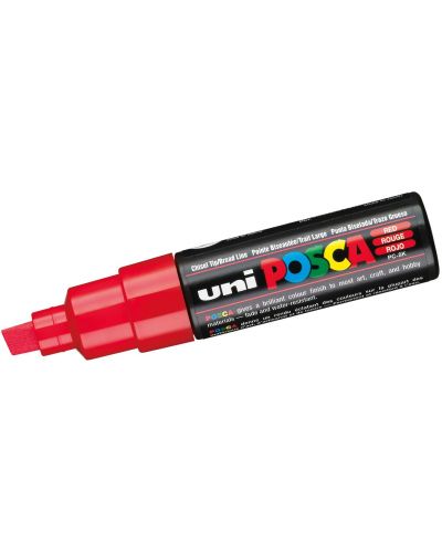 Перманентен маркер със скосен връх Uni Posca - PC-8K, 8 mm, червен - 1