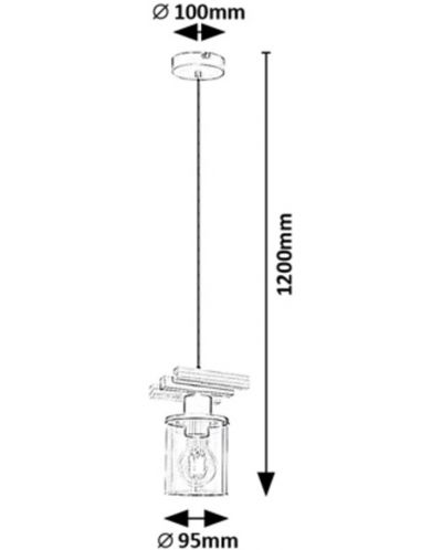 Пендел Rabalux - Niylah 72081, IP20, E27, 1 x 25 W, черен/дърво - 7