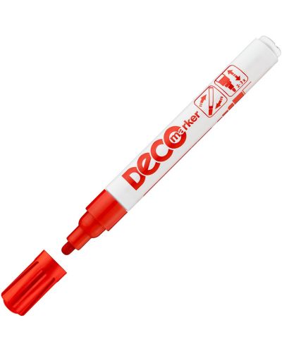 Перманентен маркер Ico Deco - объл връх, червен - 1