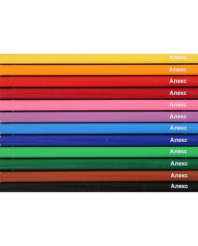 Персонализирани цветни моливи Jolly Superstick Delta - метална кутия, 12 цвята, Алекс - 2