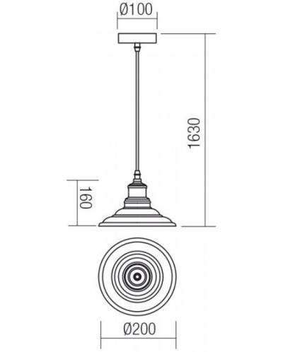 Пендел Smarter - Spinner 01-1292, IP20, 240V, E27, 1x42W, черен мат - 2